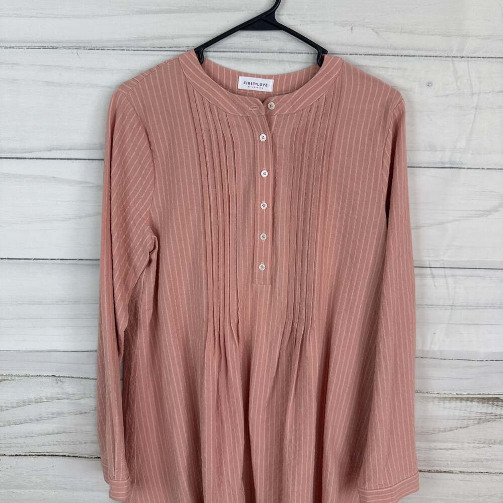 First Love People FP Beach Blossom Button Up Ribbed Henley Mini Dress in Pink